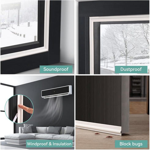MOPMS Draft Stopper Sweep, Door Weatherproofing Stripping, Window Seal Strip Self-adhisive Soundproof Cuttable Weather Length 13.12 Ft (2 Pcs x 6....