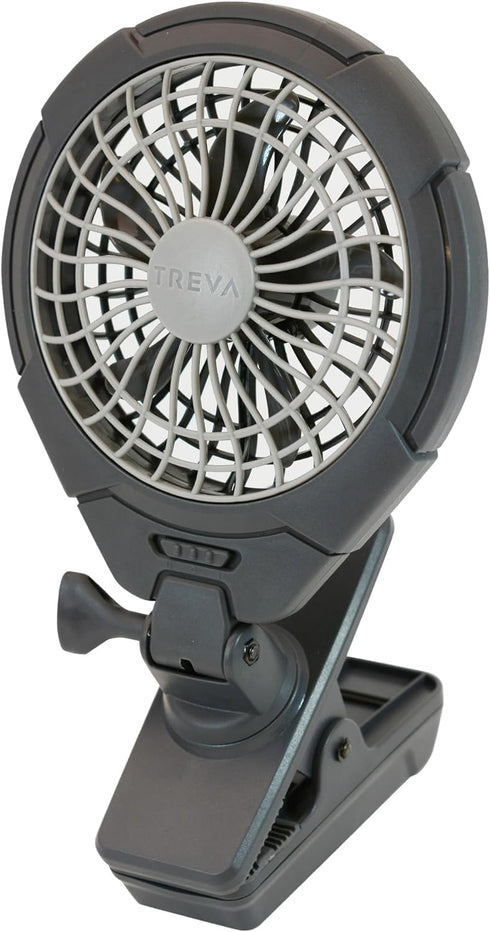Treva 5 Inch Two Speed Battery & USB Powered Clip On Fan - Slim and Portable Cooling Travel Fan with USB - Gray...