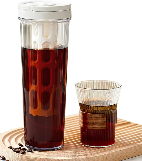 34oz Cold Brew Coffee Maker with Mesh Filter, Portable Cold Brew Cup for Tea Coffee (White)...