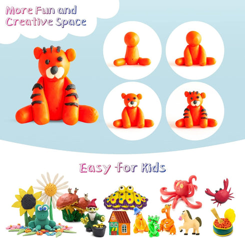 Modeling Clay Kit, 24 Colors Air Dry Clay for Kids, Magic Foam DIY Clay with Sculpting Tools, Ultra Light & Soft Clay, Safe & Non-Toxic Self Dryin...