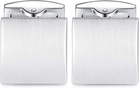 HONEY BEAR Square Cufflinks for Mens Shirt Business Wedding Gift Silver...