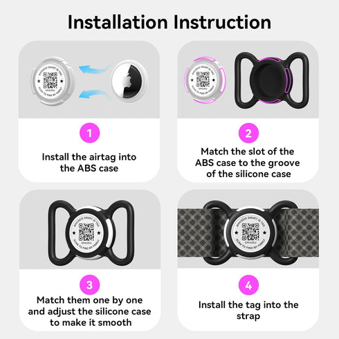 QR Code Airtag Holder, Scan QR Code Send Location Alert Email, Waterproof Full Body Protection Anti-Lost Air Tag Case, Airtag Accessories for Dog,...