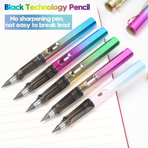8 sets of infinite inkless pencils with erasers, no sharpening, comes with 8 spare replacement pen heads, cute school home office supplies for wri...