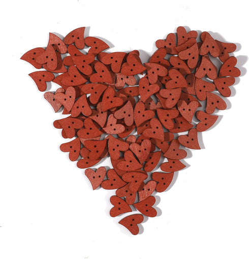 EORTA 100 PCS Brown Wooden Buttons for Sewing Wood Crafts Button with 2 Holes Heart Shaped for Arts Projects Scrapbooking Clothing DIY Supplies...