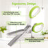 Herb Scissors With 5 Blades and Cover - Multipurpose Kitchen Shears for Cutting and Stripping - Dishwasher Safe, Green...