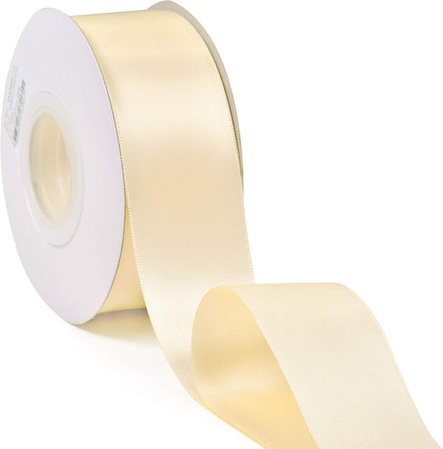 YAMA Ivory Double Face Satin Ribbon 1 1/2 Inch 25 Yards, Ice Cream Ribbon for Gift Wrapping Crafts Flower Bouquet, Ivory...