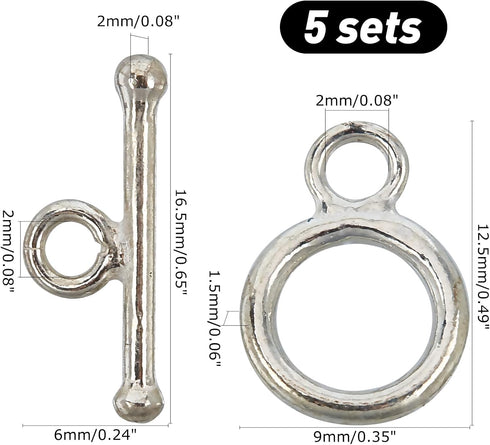 CHGCRAFT 5 Sets 925 Sterling Silver Toggle Clasps Ring Connector OT Clasps for Jewelry Making Findings Bracelets Necklace DIY Crafts, 12x9x1.5mm R...