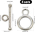 CHGCRAFT 5 Sets 925 Sterling Silver Toggle Clasps Ring Connector OT Clasps for Jewelry Making Findings Bracelets Necklace DIY Crafts, 12x9x1.5mm R...