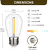 S14 Outdoor String Light Bulbs, Shatterproof Waterproof Replacement Bulbs, 1W Equivalent to 10W, 2200K Warm White Led Light Bulbs, E26 Base 15 Pac...