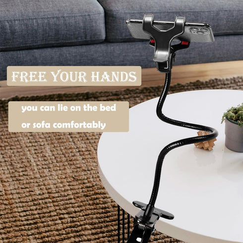 Cell Phone Holder,Lazy Bracket, 360-degree Rotating Universal Flexible Long Arms Clip Mount Gooseneck Phones Stand for Bed Flexible Arm Adjustable...