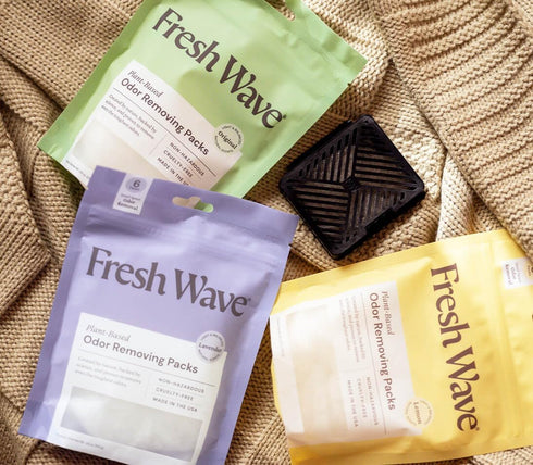 Fresh Wave Odor Removing Fresh Pod | 2 Refillable Fresh Pods & 2 Fresh Wave Packs | Safer Odor Relief | Natural Plant-Based Odor Eliminator for Sm...