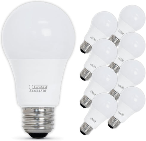 Feit Electric A19 LED Light Bulbs, 60W Equivalent, Dimmable, E26 Standard Base, 90 CRI, 800 Lumens, 5000K Daylight, 120V, 22 Years Lifetime, Damp ...