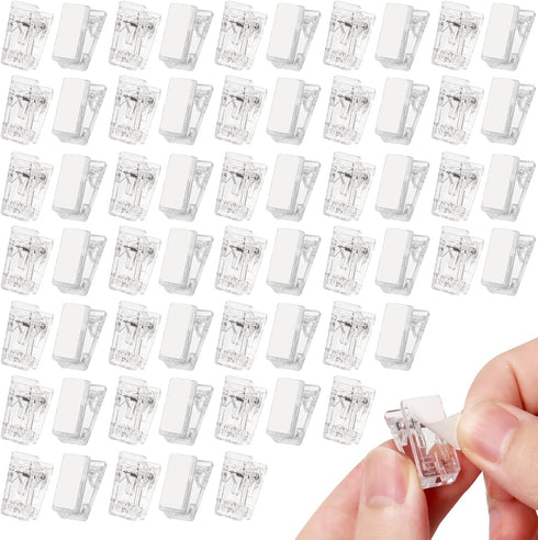 60 Pieces Self-Adhesive Clips Wall Tapestry Clips Plastic Sticky Clips Small Hanging Spring Clips Double-Sided Adhesive Spring Clips for Poster Ph...