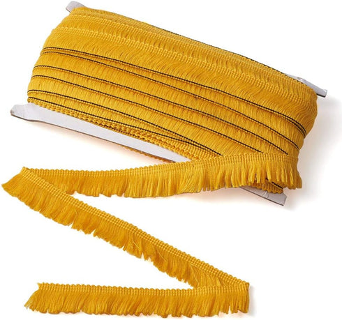 MegaPet Yellow Polyester Fringe Tassel Lace Trim 1 Inch x 82 Feet Chainette Fringe Fibre Trim for Sewing Quilting Clothes Accessories Lampshade Cu...