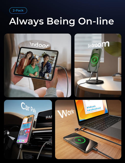 LISEN for iPad Charger Cable, ?Dual Use? 2 Pack/6.6ft 60W USB C to USB C Cable, Fast Charging USB A to USB C Cable Compatible with iPhone 15 Pro M...