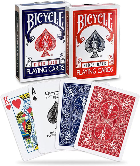 Bicycle Rider Back Playing Cards, Standard Index, Poker Cards, Premium Playing Cards, Red & Blue, 2 Count (Pack of 1)...