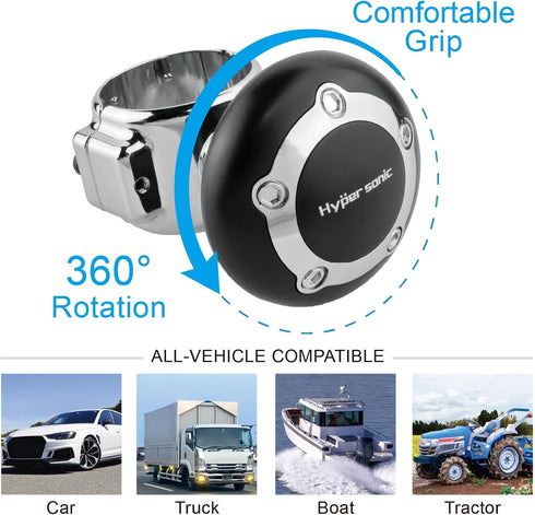 Hypersonic Large Steering Wheel Knob Spinners, Universal Vehicle Steering Wheel Spinners Ball Suicide Knob for Car, Trucks, Tractors, Boat...