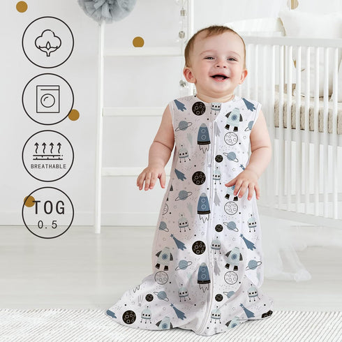 Baby Sleep Sack 6-18 Months 2-Way Comfy Soft Lightweight Zipper Baby Wearable Blanket 100% Cotton TOG 0.5 for Babies (Unicorn M)...