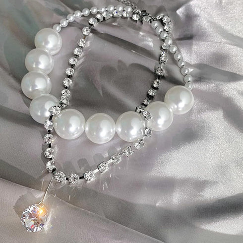 Pearl Necklaces for Women Chunky Pearl Necklaces Big Pearl Necklaces Exaggerated Large Pearl Necklaces Statement Necklace Wedding Jewelry Gifts fo...