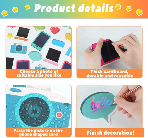 70Pcs Look Who's in Classroom Bulletin Board Set Back to School Wall Chalkboard Decors Phone Shaped Paper Cutouts DIY Photo Supplies First Day of ...