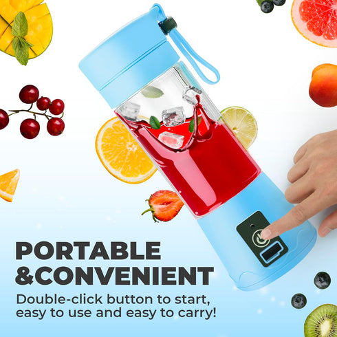 Portable Blender - Compact and USB Rechargeable Personal Travel Blenders for Smoothies, Shakes and Ice - Mini Fruit Juice Mixing Shaker Bottle - 3...