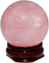 Rockcloud Healing Crystal Natural Pink Rose Quartz Gemstone 2.35"(60mm) Ball Divination Sphere with Wood Stand...