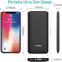 10000 mAh Portable Charger Power Bank,Slim External Battery Pack with Built in AC Wall Plug, USB C Cable Total 3 Different Cables Compatible with ...