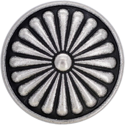 Bezelry 10 Pieces Flower Shield Metal Shank Buttons. 23mm (7/8 inch) (Antique Silver)...