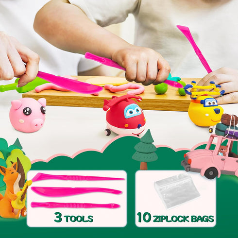 Chico Land Clay Kit - 24 Colors Air Dry Clay, Gift for Boys & Girls Age 4+ Year Old, DIY Model Modeling Clay kit for Kids, with Sculpting Tools, S...