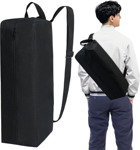 Grill Accessory Storage Bag, Tool Storage for Outdoor Grilling Utensil Holder with Inner Mesh Pockets and Magic Tape, Black Hardware BBQ Tools Sto...