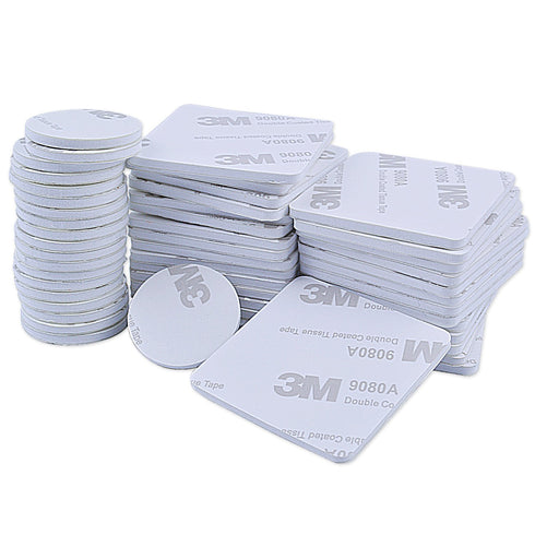 50pcs Double Sided Foam Tapes Strong Pads Sticky Foam Tape White Square Round Self-Adhesive Replacement Sticky Pads for Metal Glass Wall Surface F...
