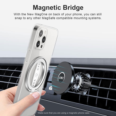 EWA The New MagOne (Upgrade) Compatible with MagSafe Phone Grip Stand with Silicone Finger Strap, Removable Magnetic Ring Holder Kickstand Loop, O...