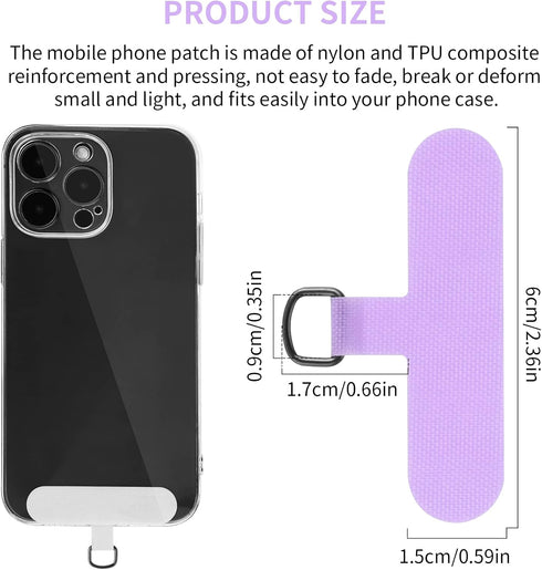8Pcs Phone Lanyard Patch, Universal Cell Phone Fabric Canvas Patch Pad Sticker Anti-Lost Attachment Hanging Metal Ring Replacement for Smartphone ...