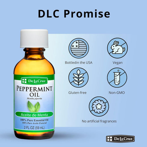 De La Cruz Peppermint Essential Oil - 100% Peppermint Oil for Aromatherapy - Steam Distilled - 2 Fl OZ...