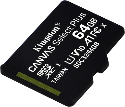 Kingston 64GB microSDXC Canvas Select Plus Class 10 Flash Memory Card SDCS2 Memory...