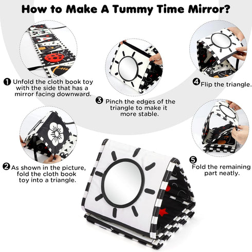Black and White Baby Toys, High Contrast Newborn Toys 0-3 Months Brain Development, Tummy Time Toys, Soft Baby Book, Infant Sensory Toys 0-6-12 Mo...