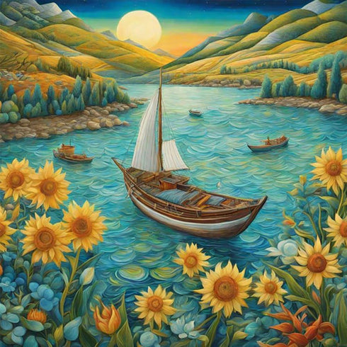 Acudotr Diamond Painting Kits for Adults, 5D DIY Sailboat Diamond Art kits for Beginners, Full Drill Diamond Painting Kits for Home Wall Decor, La...