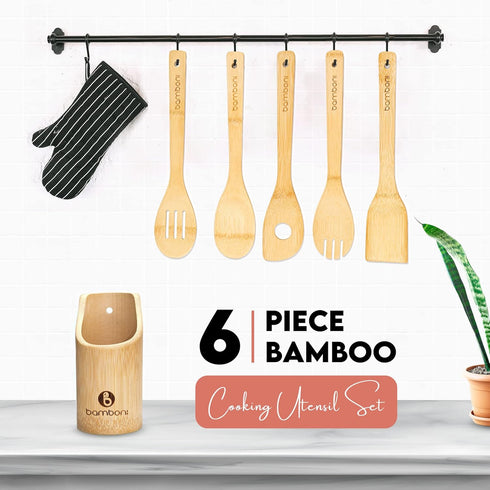 Bamboo Cooking Utensils - Bamboo Kitchen Utensils Wood Spoons For Cooking Bamboo Spoons For Cooking Wooden Spoon Set...