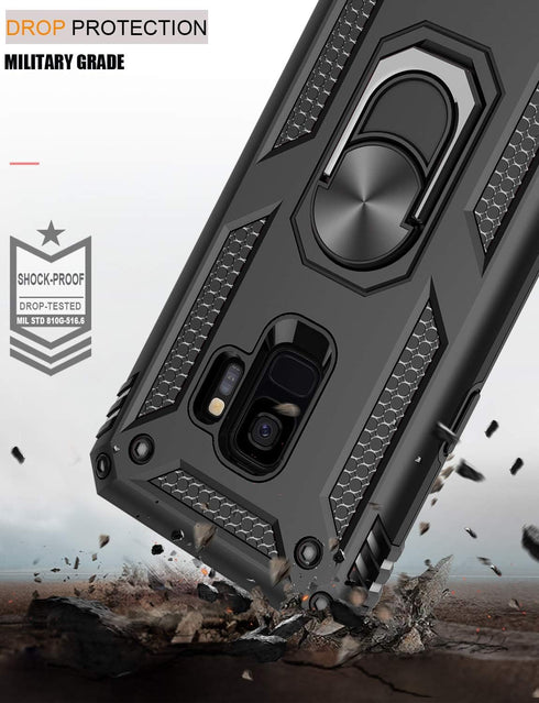LUMARKE for Galaxy S9 Case,Pass 16ft. Drop Tested with Magnetic Ring Kickstand Compatible with Car Mount Holder,Military Grade Protective Phone Co...