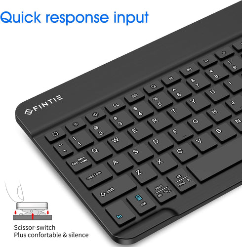 Fintie 10-Inch Ultrathin (4mm) Wireless Bluetooth Keyboard for iPad Samsung Tablet, iPhone Smartphone, iOS, Android Tablets Phone, Black...