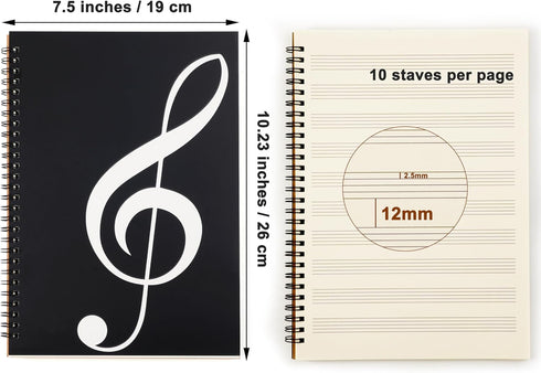 Blank Sheet Music Notebook, 160 Pages Composition Staff Paper Notebook, Manuscript Paper Notebook, 10 Staves (Music clef notebook)...