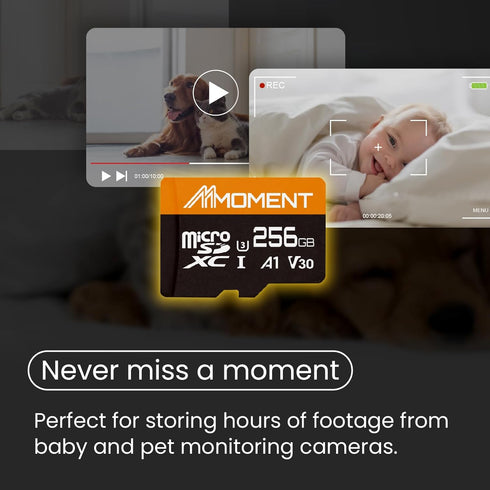 MMOMENT 256GB Micro SDXC Card, A1, UHS-I, U3, Class 10 Compatible, Read Speed Up to 95 MB/s, Write Speed Up to 70 MB/s, SD Adapter Included...