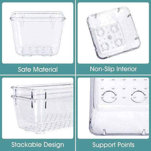 WOWBOX 6 PCS Clear Plastic Drawer Organizer Set, Desk Drawer Divider Organizers and Storage Bins for Makeup, Jewelry, Gadgets for Kitchen, Bedroom...