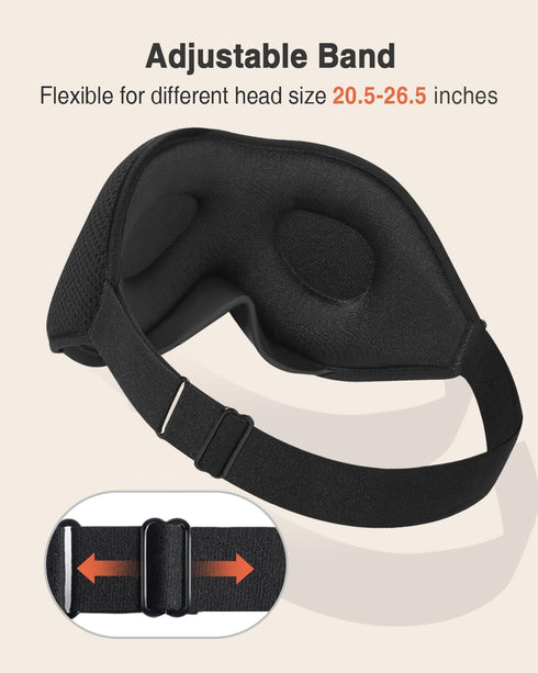 Sleep Mask, Eye Mask for Sleeping, Women Men Side Sleeper, 3D Contoured Cup No Eye Pressure 100% Blocking Light Sleeping Mask with Adjustable Stra...