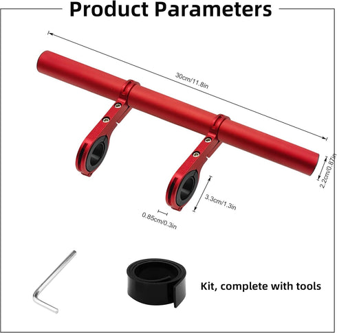 Bike Handlebar Extender, 11.8in Double Bicycle Handlebar Extension Bracket,Multifunctional Aluminum Alloy Bracket Extension for Holding Bicycle Sp...