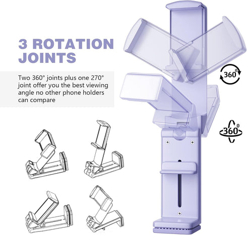 Perilogics Universal Airplane in Flight Phone Mount. Handsfree Phone Holder for Desk with Multi-Directional Dual 360 Degree Rotation. Pocket Size ...