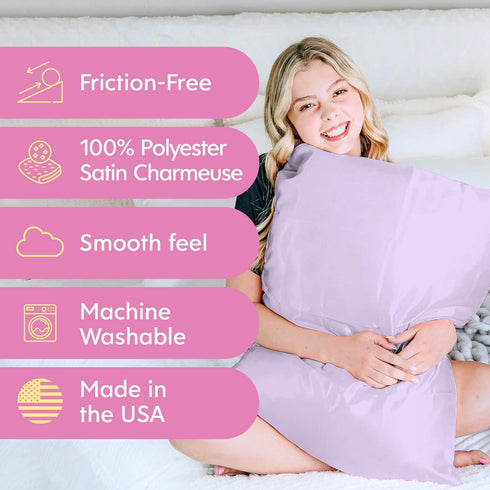 Morning Glamour Satin Pillowcases for Hair & Skin, Similar to Silk, Standard/Queen Size Set of 2, Cooling Pillow Case with Envelope Closure, Gifts...