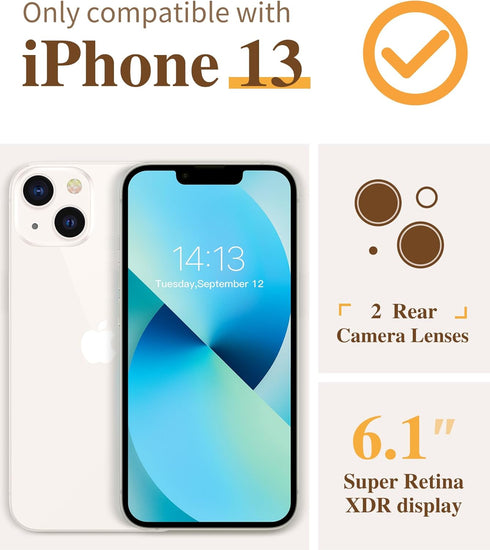 GVIEWIN Designed for iPhone 13 Case 6.1 Inch, with Tempered Glass Screen Protector + Camera Lens Protector Clear Flower Soft & Flexible Shockproof...