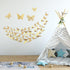 3D Gold Butterfly Wall Decor 3 Sizes 4 Styles Butterfly Party Decorations Cake Decorations Removable Stickers Wall Decor Room Mural Metallic Kids ...