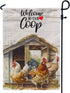 Rooster Garden Flag, Welcome to our Coop farmhouse Garden Flag 12x18 Inch Garden Flag - Perfect for Your Outdoor Hanging Decorations...